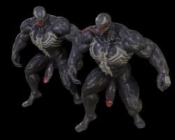 2021 3d black_background black_body feet humanoid_penis ictonica male male_only marvel marvel_comics muscular muscular_male open_mouth simple_background solo spider-man_(series) symbiote tongue_out venom venom_(marvel) yaoi