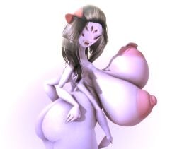 1girls 3d anthro completely_nude completely_nude_female fangs female female_only hair_ribbon huge_ass huge_breasts long_hair milffet monster_girl muffet multi_arm multi_eye multi_limb naked naked_female nude nude_female purple_skin sagging_breasts solo solo_female spider undertale undertale_(series) uwotinfokm8