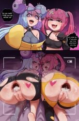 2girls absurd_res after_anal alternate_version_available anal anal_gape anus ass black_nails blue_hair brat bratty bratty_correction breasts brikot coral_(pokemon) correction cum cum_in_ass dat_ass female gaping gaping_anus gym_leader hi_res huge_ass huge_gape instant_loss_2koma iono_(pokemon) light-skinned_female light_skin long_hair medium_breasts nail_polish nintendo petite petite_body pink_hair pokemon pokemon_(anime) pokemon_horizons pokemon_sv pussy small_breasts smug smug_face smug_grin torn_clothes two_tone_hair uncensored vagina