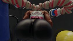 3d animated arms_(game) ass ass_focus ass_shake bare_shoulders dark_skin female from_behind huge_ass kishi leaning leaning_forward long_hair pants shiny shiny_clothes shiny_hair shiny_skin solo tagme twintails twintelle video video white_hair