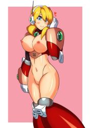 1girls alia android areolae armor big_breasts blonde_hair blue_eyes blush breasts breasts_out censored censored_pussy closed_mouth erect_nipples female female_only functionally_nude functionally_nude_female gloves headgear headphones heart highres humanoid kotatuman_dash looking_at_viewer medium_hair mega_man mega_man_x mega_man_x_dive nipples pussy radio_antenna robot robot_girl simple_background smiling_at_viewer solo thick_thighs white_background wide_hips こたつ_(artist)
