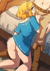 blonde_hair bottomless bottomless_female champion's_tunic comic female kinkymation link male male/female partially_clothed partially_clothed_female partially_clothed_male princess_zelda tagme tears_of_the_kingdom the_legend_of_zelda the_legend_of_zelda:_tears_of_the_kingdom topless topless_male zelda_(tears_of_the_kingdom)