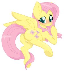 absurd_res ass blush emote_(artist) equid equine female feral fluttershy_(mlp) friendship_is_magic hair hasbro hi_res horse mammal my_little_pony nervous pink_hair pony presenting presenting_hindquarters solo wings yellow_body