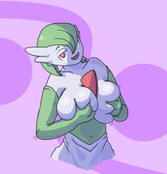 big_breasts gardevoir generation_3_pokemon grabbing_own_breast humanoid pokémon_(species) pokemon pokemon_(species) semi-stick