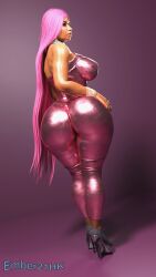 1girls 2k 3d 3d_(artwork) ass big_ass big_booty big_breasts big_butt blender_(software) blender_cycles bodysuit call_of_duty celebrity choker clothed_female dark-skinned_female dark_skin dat_ass earrings ember21hk female female_only high_heels jewelry long_hair looking_at_viewer looking_back nicki_minaj pink_hair puckered_lips rapper real_person solo tagme thick thick_ass thick_thighs