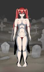 1girls alternate_version_available bare_legs barefoot breasts completely_nude empty_eyes female female_only female_pubic_hair fire_emblem fire_emblem_awakening gravestone graveyard legs long_hair looking_at_viewer medium_breasts more_at_source night nintendo nipples nude nude_female okawari_muryou outdoors pubic_hair red_eyes red_hair severa_(fire_emblem) solo tawarana_tawawa twintails