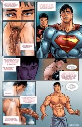 batman_(series) beefcake black_hair clark_kent cock comic conner_kent dc dc_comics gay kon-el male male_only peeping phausto red_robin superboy superboy_(conner_kent) superman superman_(series) tim_drake younger_male