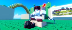 1boy 1boy1girl 1girls 3d artist_request black_hair blush combat_warriors cowgirl_position female_domination lying_on_back red_hair reverse_rape roblox roblox_avatar roblox_game robloxian sickle source_request tagme thick_thighs vaginal_penetration weapon white_skin