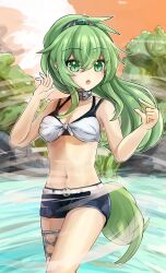 1girls beach bikini green_hair winda_priestess_of_gusto yu-gi-oh!