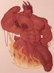 abs demon demon_boy flaccid furry gab_art hyper hyper_balls hyper_cock hyper_genitalia hyper_penis hyper_testicles incubus male male_only muscles muscular muscular_arms muscular_male muscular_thighs nude pecs seductive solo solo_male