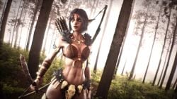 3d adeptussteve armor bikini_armor elf gamer muscular_female video_games wild_life