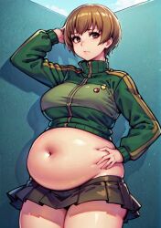 ai_generated bbw belly_overhang big_belly big_breasts big_female chubby chubby_female embarrassed fat fat_ass fat_female fat_fetish fat_girl fat_woman fatty holding_belly large_female obese obese_female overweight overweight_female persona persona_4 plump pork_chop satonaka_chie squishing_belly thick_thighs weight_gain