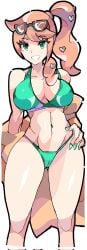 aged_up bikini bikini_bottom bikini_top breasts enpe female female_only green_eyes looking_at_viewer nintendo orange_hair pale-skinned_female pale_skin pokemon pokemon_ss solo solo_female sonia_(pokemon) swimsuit swimwear tagme trenchcoat