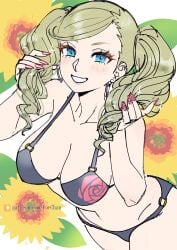 ann_takamaki atlus breasts female female_only light-skinned_female light_skin looking_at_viewer medium_hair nails persona persona_5 poechan solo_female