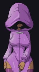 big_breasts coat covered_face mia_(mojo2) mojo_2:_mia purple_coat thick_thighs thighhighs white_nails wide_hips