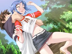 1boy 1girls boin breast_grab breasts female game_cg happoubi_jin high_heels ichijyo_daisuke incest koromogae_maya male midriff miniskirt panties pantyshot raglan_sleeves resort_boin shoes skirt straight underwear