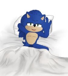 1boy anthro bed bedroom_eyes eulipotyphlan furniture hedgehog hi_res human male male_only male_pubes mammal movie_sonic narrowed_eyes pubes pubes_exposed seductive sega sonic_(series) sonic_the_hedgehog sonic_the_hedgehog_(film) sonic_the_hedgehog_(series)