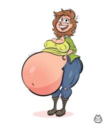 1girls ass belly big_ass big_belly big_breasts breasts brown_hair cleavage earrings female huge_belly imafetish jeans mature_female milf mother nipple_bulge pregnant solo the_fairly_oddparents thick_thighs timmy's_mom