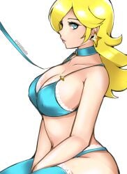 1340smile 1girls big_breasts bimbo blonde_hair blue_eyes breasts cleavage collar enslaved_royal female female_focus female_only large_breasts leash leash_and_collar looking_at_viewer mario_(series) nintendo princess princess_rosalina sex_slave slave slavegirl solo super_mario_galaxy