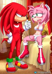 amy_rose anthro armpits bbmbbf breasts diamond_level knuckles_the_echidna male mobius_unleashed palcomix pietro's_secret_club pussy_juice pussy_juice_drip sega sonic_(series) sonic_the_hedgehog_(series) underwear vaginal_juices vibrator vibrator_under_clothes