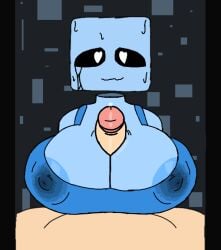 1boy 1boy1girl 1female 1girl 1girls 1male :3 beat_banger blue_skin bra heart-shaped_pupils huge_breasts huge_cock just_shapes_and_beats lactating_nipples lactation lactation_through_clothes paizuri paizuriing pleased_expression pleasure_face sad_cube sadcube sadcube_(jsab) seductive_look sexy_bun255 sweat sweating toriel_beat_banger wet_clothes