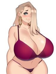 1girls big_ass big_breasts blonde_hair breasts chubby_female foxicube green_eyes lingerie milf mommy mother mrs_sweet(foxicube) thighs tummyrn