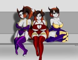 3girls ahe_gao ahegao_face ass backview bangs bare_hips bare_shoulders bare_thighs barely_clothed belly belly_button big_breasts big_dildo black_eyes black_sclera blush blushed bones breasts brown_hair brunette_hair bulging_breasts busty buttcheeks buttocks cleavage commission curvy demon demon_girl demon_horns dildo dildos female female_focus female_only glistening glistening_body glistening_hair glistening_skin gothic gradient_hair grey_skin grimdark heart high_ponytail hips horn horned horned_female horned_humanoid horns horny horny_female humanoid long_hair looking_at_viewer looking_down medium_breasts navel navel_line no_bra oc one-piece_swimsuit one_piece_suit open_eyes orange_hair original original_character pantyhose pleasure pleasure_face pleasured ponytail presenting_hindquarters purple_clothes purple_clothing pussy red_clothes red_clothing revealing_clothes revealing_clothing revealing_pussy ripped_clothing ripping shame shiny_skin short_hair sisters sitting sitting_on_dildo sitting_on_penis skin_tight skull smile_the_mime smirk smirking smirking_at_viewer soft_breasts soft_thighs solo solo_female stockings teen teen_girl teenage teenage_girl teenager thick thighhighs thighs tight triplets underboob underboob_shirt underbust vagina vaginal_juices voluptuous voluptuous_female wet wet_pussy wettting young