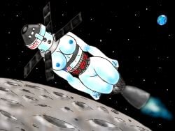 aeromorph big_breasts guodzilla living_machine moon nasa orbit spacecraft spaceship spaceshipmorph