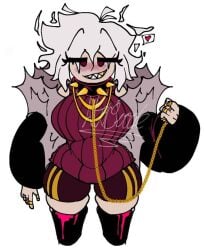 1girls 2d alter9code breasts female female_only female_sans genderswap_(mtf) humanized humanoid rule_63 sans sans_au solo tagme thighhighs thighs underfell underfell_sans undertale_(series) undertale_au white_background