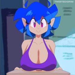 1girls animated blue_hair breasts cleavage clothing emi_(twistedgrim) female female_only hanging_breasts huge_breasts mp4 no_sound original original_character pink_eyes pizza pizza_box pov purple_body shorter_than_10_seconds shorter_than_30_seconds solo solo_female tagme text twistedgrim upper_body video watermark