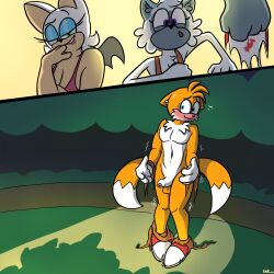 anthro bat blush canid canine clothed clothed/nude clothed_female_nude_male clothing embarrassed erection female fox genitals group hi_res idw_publishing lemur male male/female mammal nude penis primate ring-tailed_lemur rouge_the_bat sega small_penis solo sonic_(series) sonic_the_hedgehog_(comics) sonic_the_hedgehog_(idw) sonic_the_hedgehog_(series) strepsirrhine stripped_(disambiguation) stripped_naked tails tangle_the_lemur theenfman torn_clothing trio