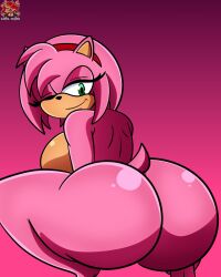 1girls amy_rose anthro ass barefoot breasts completely_nude completely_nude_female female female_only full_body furry huge_ass lewdtoons looking_at_viewer looking_back naked naked_female nude nude_female one_eye_closed sideboob smile solo solo_female sonic_(series) squatting wink