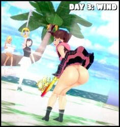 3girls amanwithnoplan ass big_ass bottomless going_commando huge_ass kairi kingdom_hearts multiple_girls namine no_panties nobody_(kingdom_hearts) tagme thick_thighs upskirt xion