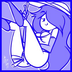 1girls 2017 absurd_res adventure_time anus artist_signature ass bottomless breasts cleavage commission digital_media_(artwork) fangs female food_play footwear french_fries gloves hair_over_one_eye hat j-madeye long_hair looking_at_viewer marceline marceline_abadeer misleading_thumbnail monochrome pussy solo solo_female vagina vampire