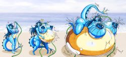 absurd_res anthro ass belly belly_expansion belly_inflation big_belly big_breasts big_butt bikini blue_body blue_hair blush bodily_fluids breast_expansion breasts clothing eeveelution expansion female forced forced_inflation generation_1_pokemon hair heart hi_res holding_stomach hose_inflation huge_breasts huge_butt hyper hyper_belly hyper_breasts immobile inflation kitty123 lactating liquid_inflation motion_lines multicolored_body nintendo penetration pokemon pokemon_(species) solo sound_effects standing swimwear text thick_thighs vaginal_penetration vaginal_penetration vaporeon wardrobe_malfunction water_inflation yellow_body