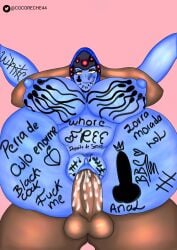 1boy 1girls ahe_gao areolae ass ass_dough ass_writing bbw big_ass big_breasts big_butt blue_hair blue_nipples blue_skin blush body_writing breasts busty cellulite chubby chubby_female cocoreche cum cum_drip cum_in_pussy cum_inside dark-skinned_male fat_ass full_nelson full_nelson_vaginal huge_ass huge_breasts large_ass large_penis legs legs_up massive_breasts naked naked_female nipples nude_female overwatch puffy_nipples pussy raceplay round_ass round_butt self_upload simple_background spanish spanish_text thick_female thick_legs thick_penis voluptuous_female widowmaker yellow_eyes