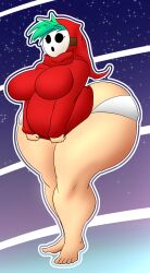 1girls ass_bigger_than_head big_belly big_breasts chubby female female_only huge_ass hyper_ass mario_(series) modezombie nintendo panties shy_gal shy_gal_red solo tagme thick_thighs