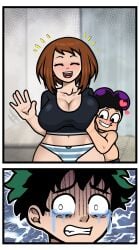 1girls 2boys 2koma big_breasts breasts brown_hair cheating clothing couple crying cuck cuckold curvy_female deku female female_only huge_breasts humiliated humiliation izuku_midoriya long_hair midoriya_izuku mineta_minoru minoru_mineta my_hero_academia netorare no_pants ntr ochako_uraraka panties pov short_hair smaller_male steca tank_top thelazyart thick_ass thick_legs thighs uraraka_ochako