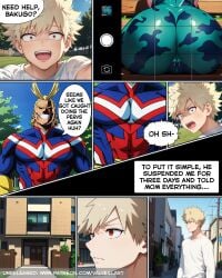 1girls 2boys ai_generated alien alien_girl all_might ass bakugou_katsuki big_ass big_butt black_sclera blonde_hair blush boku_no_hero_academia cameltoe caught caught_staring clothing comic comic_page comic_panel dialogue digital_media_(artwork) duo english_text eyebrows_visible_through_hair female fur genitals hi_res huge_ass huge_butt jacket katsuki_bakugou large_ass legwear light_skin looking_at_viewer looking_back male male/female manga manga_page mina_ashido my_hero_academia no_bra no_panties open_mouth outdoors patreon_exclusive patreon_leak patreon_link patreon_only_post patreon_reward patreon_url patreon_username peeping peeping_tom phone_screen pink_hair pink_skin plugsuit purple_skin rear_view red_eyes smile sneaking sneaky spread_legs standing sweat tagme taking_picture teeth text thick_thighs toshinori_yagi uncensored underboob uniform upper_body url valveillart voluptuous watermark white_fur wide_hips yellow_eyes zero_suit