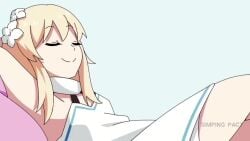 1boy 1girls aether_(genshin_impact) animated bite blonde_hair blush blushing blushing_at_partner brother_and_sister female flower_in_hair genshin_impact hoyoverse incest lumine_(genshin_impact) lying_down lying_on_back male male/female meme mihoyo moaning moaning_in_pleasure no_bra siblings simple_background smile sound straight twincest twins video