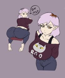 1girls amity_blight bags_under_eyes big_ass big_breasts big_butt breasts_bigger_than_head dumptruck_ass feet female female_only huge_ass huge_breasts nipple_bulge pochoclogigi purple_hair solo tagme tagme_(artist) the_owl_house