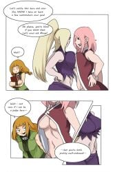 3girls big_breasts blonde_hair boruto:_naruto_next_generations breast_contest breast_envy breast_focus breast_press breast_size_difference breast_to_breast breasts cleavage comic comparing comparing_breasts dialogue docking english_text envy female female_only flat_chest goldstar-chan ino_yamanaka jealous kazamatsuri_moegi mature mature_female midriff milf multiple_girls naruto naruto_(series) no_bra orange_hair petite pettanko pink_hair ponytail revealing_clothes sakura_haruno size_talk speech_bubble staring staring_at_breasts talking talking_to_another text tied_hair twintails underboob voluptuous