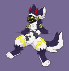 anthro chaos_(character) erection furry furry_male hi_res machine male presenting protogen relaxing sitting solo solo_male unknown_artist