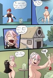 4girls anna_(fire_emblem) anna_(fire_emblem_fates) ass big_breasts breasts camilla_(fire_emblem) comic comic_page completely_nude completely_nude_female emmabrave english_text female female_only femdom fire_emblem fire_emblem_fates giantess grabbing_leg hinoka_(fire_emblem) holding_person in_jar jar large_breasts macro micro minigirl multiple_girls nintendo nipples nude open_mouth pussy shrink shrinking shrunk smile soleil_(fire_emblem) text thick_thighs thighs undressing upside-down