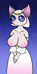 animal_crossing animal_ears big_breasts big_ears blue_eyes blush chihuahua dress furry furry_female furry_only goddess long_dress priestess serena_(animal_crossing) vanveleca