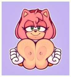 1girls amy_rose breasts female female_focus female_only nipples sega smug sonic_(series) stunnerpony