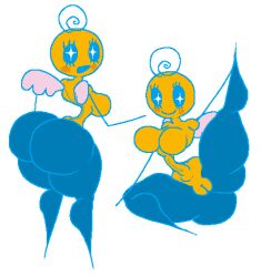 1girls alternate_version_available ass big_ass breasts female female_only full_body keelgabeytheart looking_at_viewer looking_back memetchi open_mouth open_smile pussy smile solo solo_female spread_legs star-shaped_pupils tamagotchi what wings