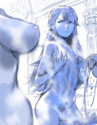 2girls bath bathhouse breast_envy breasts faceless_female female fire_emblem fire_emblem_awakening hairy_pussy idlecum inverted_nipples long_hair lucina_(fire_emblem) medium_breasts multiple_girls nintendo nude_female pubic_hair pussy small_breasts steam wet wet_skin