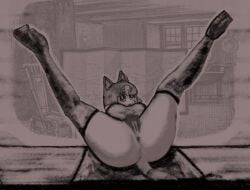 animal_crossing ankha ankha_(animal_crossing) anthro anus ass big_breasts big_butt big_pubes bottomless breasts casual_nudity clothed clothing domestic_cat egyptian felid feline felis female footwear furniture genitals greyscale hi_res high_heels jojispoon88 leggings legs_up legwear long_nails mammal monochrome nails nintendo presenting presenting_anus presenting_hindquarters presenting_pussy pubes pubic_fuzz pussy sharp_nails sharp_teeth solo spread_legs spreading tail teeth thigh_highs tongue tongue_out victorian vintage wide_hips