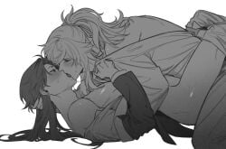 2boys anal bedroom_eyes blade_(honkai:_star_rail) blush hkhammm honkai:_star_rail honkai_(series) jing_yuan kissing leg_lock long_hair looking_at_another making_out muscles passionate_kiss yaoi